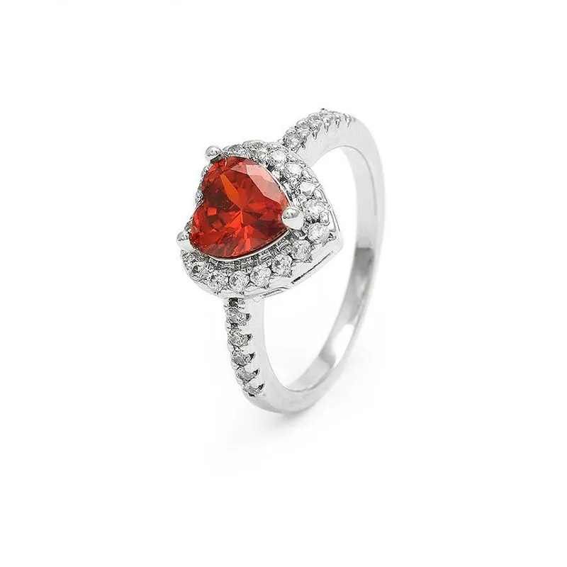 Nhẫn Trái Tim Ruby Cz Cổ Điển