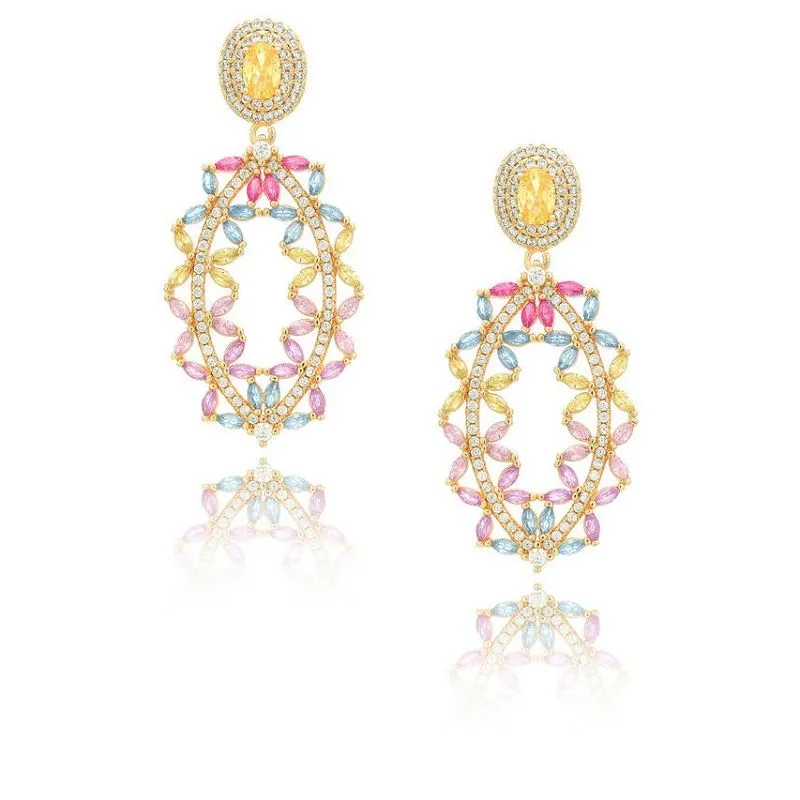 Bông tai kết hợp thời trang Zircon Dangle
