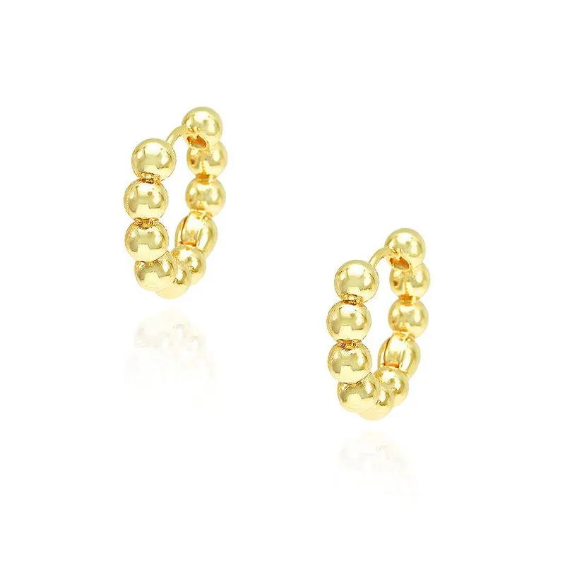 Bông tai vòng hạt tròn bóng loáng